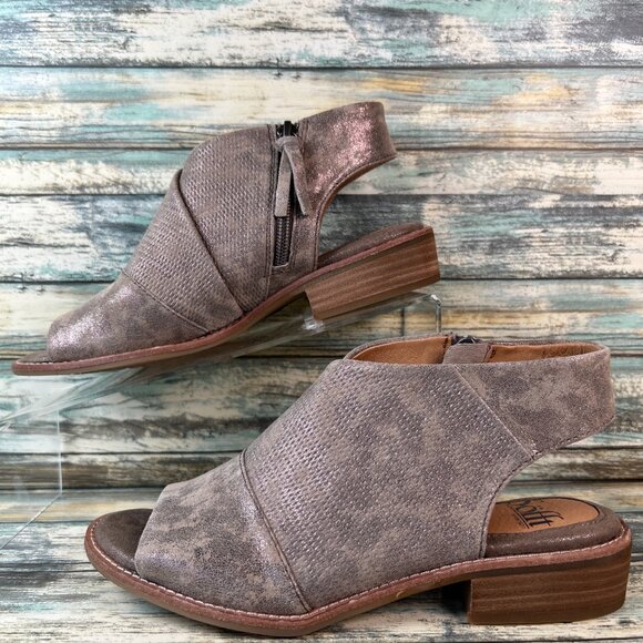 Sofft Slingback Sandal Womens 6M Gray Leather Dress Work Comfort Zip Up Open Toe - Picture 2 of 10